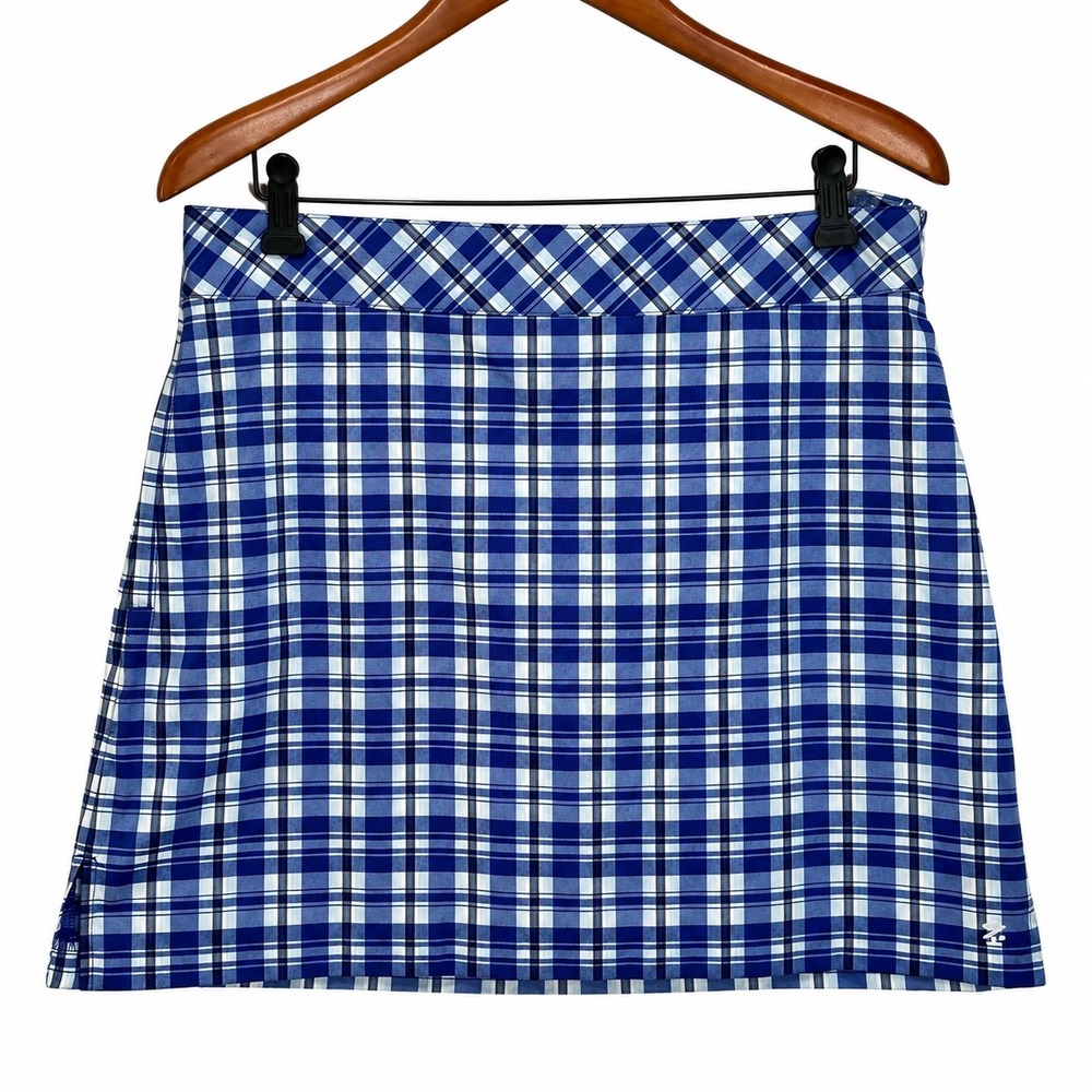 IZOD Golf Womens Blue White Plaid Skort Size 8 Activewear Skirt 45FG008